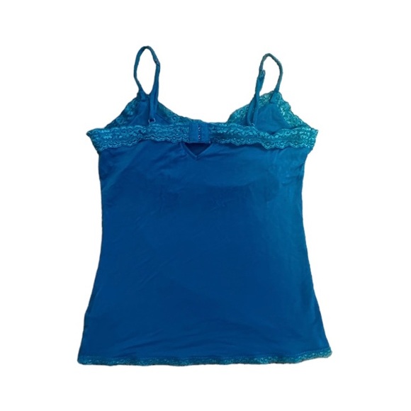 Seductions Lace Clasp Back Tank Top Womens Size S Blue - Picture 2 of 4